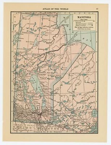 1924 Vintage Atlas Kartenseiten - Manitoba Karte auf einer Seite und Saskatchewan Karte... - Bild 1 von 2