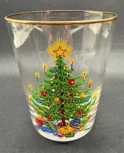Vintage Spode Christmas Tree altmodischer Glasbecher 4,5" hoch mit Goldrand - Bild 1 von 3