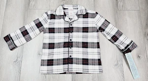 Wondershop Size 4 Kids' Pajama Top Flannel Holiday White Plaid Button Front - Picture 1 of 6