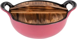 2 QT Black Enameled Cast Iron Dutch Oven - Pink Casserole Bakeware Set - Picture 1 of 14