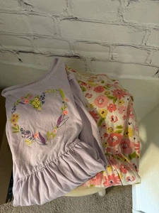 Cat & Jack (2 Pack) Dresses Cotton/Poly Lavender & Pink Floral Girl's S(6/6X) - Picture 1 of 10