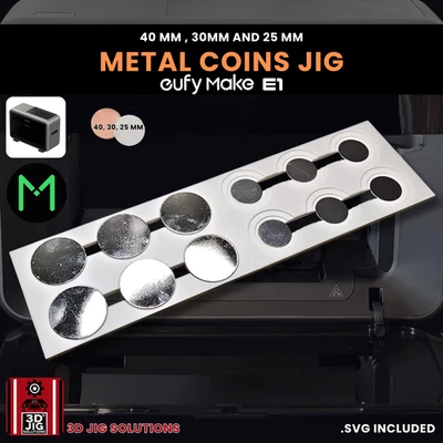 3D JIG SOLUTIONS EufyMake E1 UV Printer Jig | Challenge Coin & Pendant Template