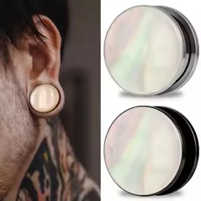 Ohrtunnel Tunnel Perlenmuschel Design 3 Colori Tappo da Avvitare Plug Ohrplug - Immagine 1 di 4