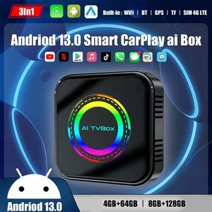 New Wireless Ai Box CarPlay Android13 Multimedia Box Adapter Netflix YouTube GPS - Picture 1 of 25