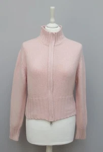 Elgin Made In Scotland 100% Chunky Knit Cashmere Pink Zip Up Cardigan 38" - Picture 1 of 12