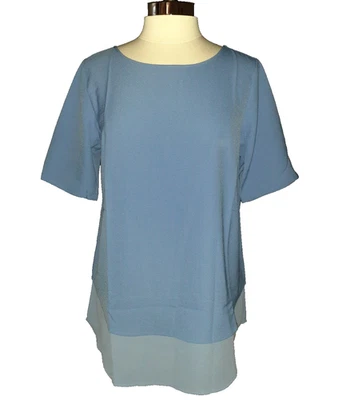 Blusa Camisa Top Azul Manga Corta Joan Rivers Talla 12 Foto 1 de 4