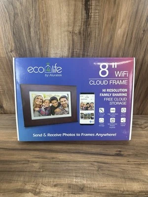 Aluratek Eco4Life 8-inch WiFi Digital Photo Frame  Solid Dark Wood - Image 1 of 3