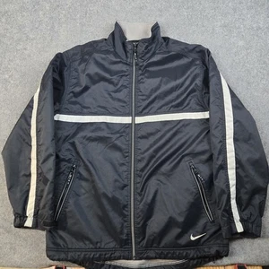 Vintage Nike Track Jacket Mens S Black Fleece Lined Windbreaker Y2K Outdoors - Picture 1 of 12
