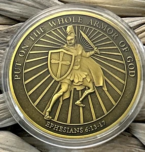 * 20 Pcs Put on Whole Armor of God Ephesians 6-13-17 Bible Verse Challenge Coin - Picture 1 of 6