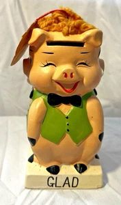 Einzigartiges Chalkware Moody Sparschwein 4 Gesichter Mad Bad Glad Sad 7" groß - Bild 1 von 11