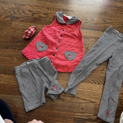 Vtg 1990s Rainbow Tag Gymboree Large Shirt Top Girls Ladybugs Red Black Set - Image 1 of 4