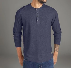 EDDIE BAUER Thermal Mens 2X-Large Blue Henley Classic Fit Favorite Pullover NWT - Picture 1 of 11