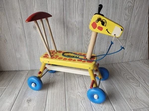 Vintage Riding Wood Giraffe Playskool Riding Toy Walker Toddler Scooter Bike - Picture 1 of 10