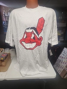 1990's New CLEVELAND INDIANS CHIEF WAHOO HEAVY DUTY MLB T SHIRT 3XL DEADSTOCK - Picture 1 of 4