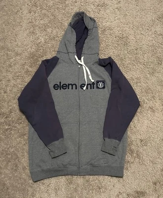 Sudadera con capucha Element vintage para hombre mediana cremallera completa monopatines grunge Y2K gris  Foto 1 de 4