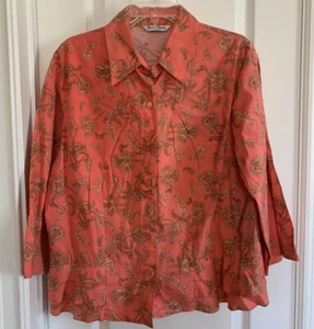 Quizz Woman Stretch Coral Paisley Printed With Ruffle Accent Shirt Size 18 - Picture 1 of 9
