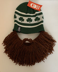 BARBARIAN SHAMROCK Beard Head Knit Hat With Detachable Beard