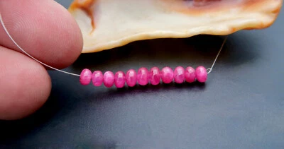 RARE GEM GRADE ROCKLAND RUBY BEAD SET - VIBRANT RICH GEL RED & PINK *NATURAL - Image 1 of 4