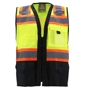 Men's Reflective Neon Safety High Visibility Zipper Class 2 Type R Work Vest - Picture 1 of 7