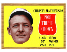 1962 CARD OF 1908 TRIPLE CROWN WINNER - CHRISTY MATHEWSON -  PERSONALLY MADE MT