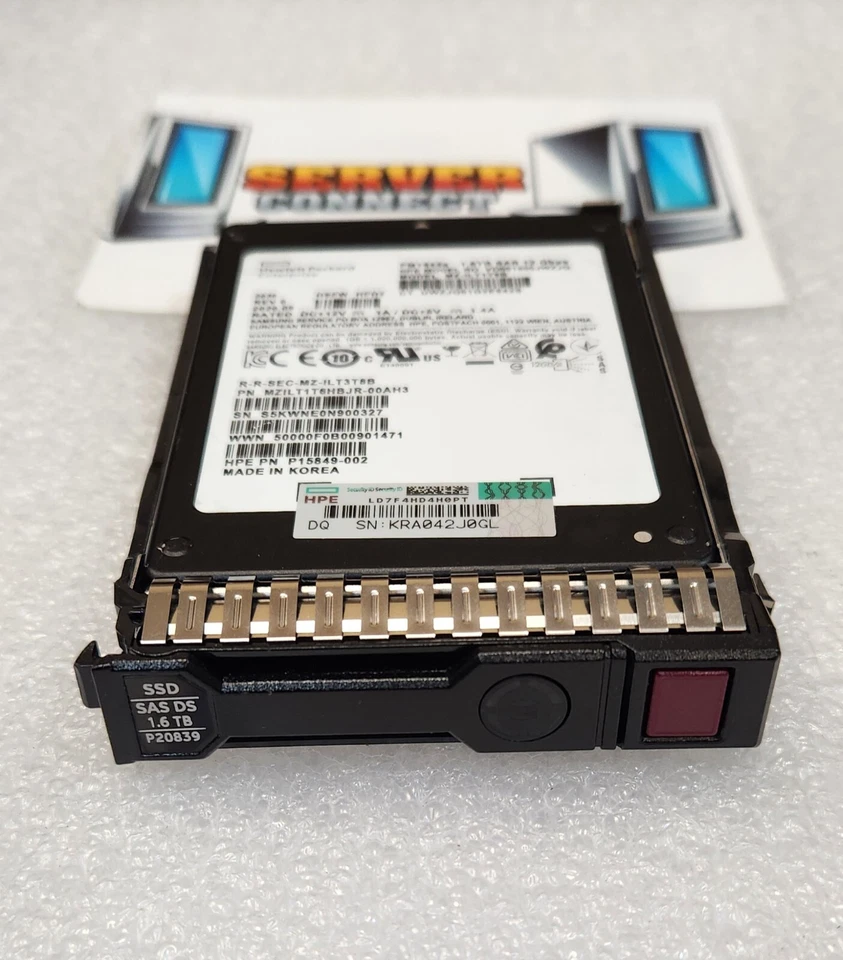P20839-001 -- HP 1.6TB 2.5" 12G SAS MU SC DS SSD HDD  / P19915-B21 - Image 1 of 1