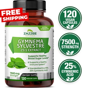 Zazzee Gymnema Sylvestre 25:1 Extract, 7500 mg Strength, 25% Gymnemic Acid - Picture 1 of 10