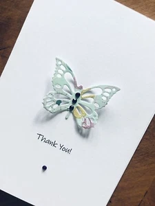 Personalised Handmade Thank You Card Butterfly 15cm X 10.5cm - Picture 1 of 1