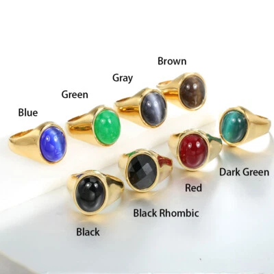 男式不锈钢石戒指小指带爸爸父亲礼物送给他 — 第 1/4 张图片