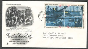 US. 1480-83. 8c. Boston Tea Party, American Bicentennial. Art Craft FDC. 1973 - Picture 1 of 1