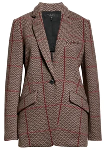 $ 595 Neu mit Etikett Rag & Knochen Gr. 2 MARGOT KARIERT MASSGESCHNEIDERTE WOLLMISCHUNG BLAZER JACKE PAPRIKA 2 - Bild 1 von 11