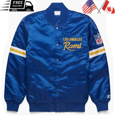 Men's 90’s Los Angeles Rams Bomber Royal Blue Satin Varsity Jacket All Sizes