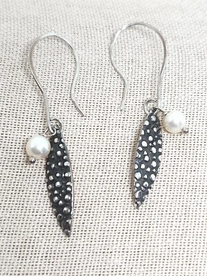 Висячие серьги-крючки из стерлингового серебра 925 пробы с культивированным жемчугом Milligrain  - Изображение 1 из 4