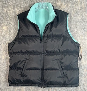 Cherokee Down Vest, Women's Reversable Tourquoise/Black, Size Large - Picture 1 of 7