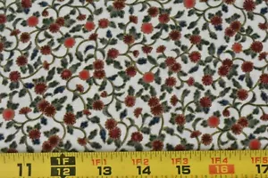 By 1/2 Yd, Red Olive & Gold Calico on Off-White, Hoffman, "Woodblocks", V488 - Picture 1 of 6