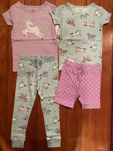 Carter’s Purple Unicorn 4-piece Cotton Pajamas PJs Sleep Set Girls 4T NEW NWT - Picture 1 of 1