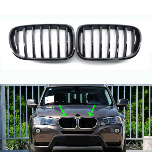 For BMW F25 X3 2011 2012 2013 2014 Front Bumper Kidney Grille Grill Gloss Black