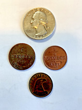 Seltene Münzen  2 x Kreuzer / 1 x Groschen / 1 x 1/4 Dollar     1848-1947