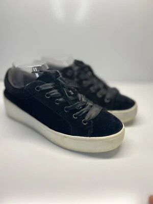 Tênis feminino Steve Madden Bertie V plataforma de veludo preto com cadarço tamanho 8. B - Imagem 1 de 4