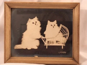 Vintage Framed Photograph Of Two White Persian Cats Currey Photographer - Picture 1 of 9