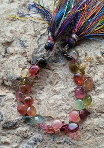 20 Ct Natural Watermelon Bi Color Tourmaline Heart Shape 4 inch Beads Gemstone - Picture 1 of 16