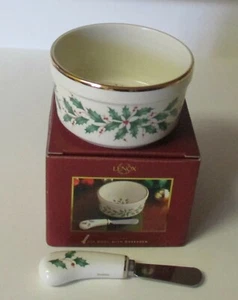 Lenox Holiday Holly Dip Bowl/Spreader Set New in Box - Picture 1 of 4