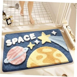 Planets Bathroom Mat Soft Fluffy Absorbent Rug Non-Slip and 31"x20" Space - Picture 1 of 8