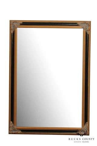 Regency Style Black and Gilt Framed Mirror Cover