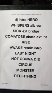 SKILLET - ORIGINAL NOT A COPY ST. LOUIS 9/7/2013 CONCERT USED SETLIST - Picture 1 of 1