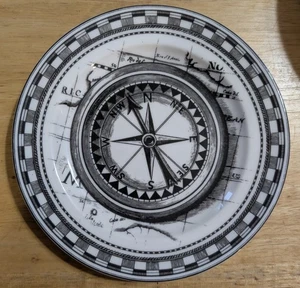 222 Fifth Slice of Life Nautical Compass Salad Plate 8.25"  Excellent Used Cond. - Picture 1 of 2
