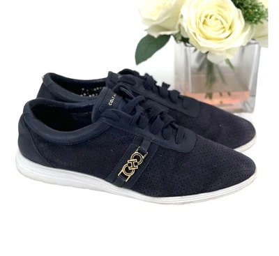 Cole Haan Bria Grand Sport Sneakers Women’s Size 8 Shoe Perforated Navy Suede - Image 1 of 4