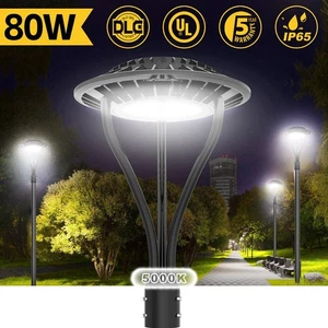 80W Led Post Top Light with Dusk to Dawn 11200LM Outdoor Circular Area Pole Lamp - Picture 1 of 12