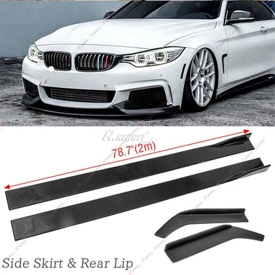 Глянцевый черный удлинитель для боковой юбки 78,7 дюйма + задняя диффузорная кромка для BMW - Изображение 1 из 4