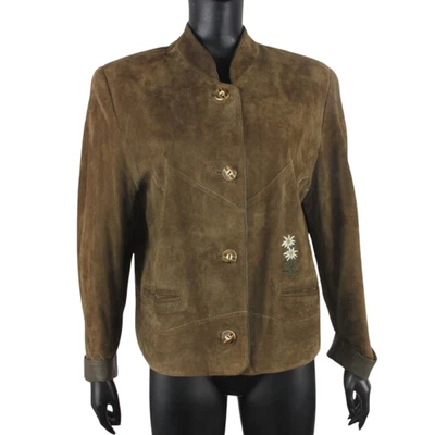 Chaqueta de cuero Distler para mujer Trachten Oktoberfest D 42 - marrón bordado Foto 1 de 4