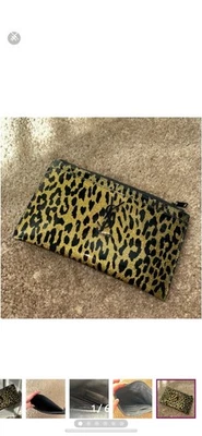 New Saint Laurent YSL Glitter Leopard Zip Pouch Wallet Bag - Image 1 of 4